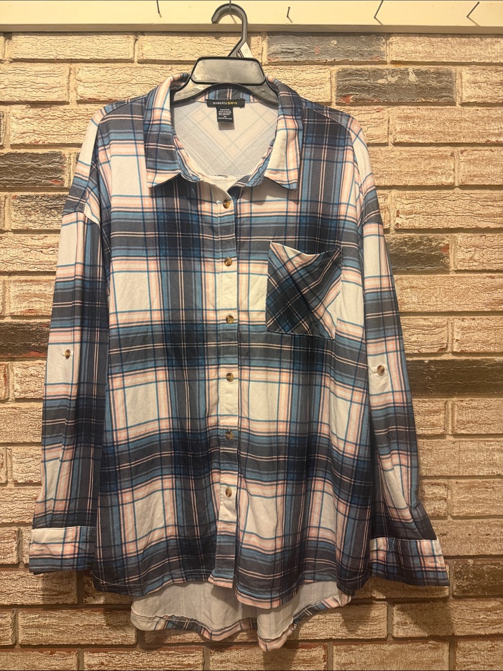 Robert Louis Blue and White Plaid Button-Down Shirt